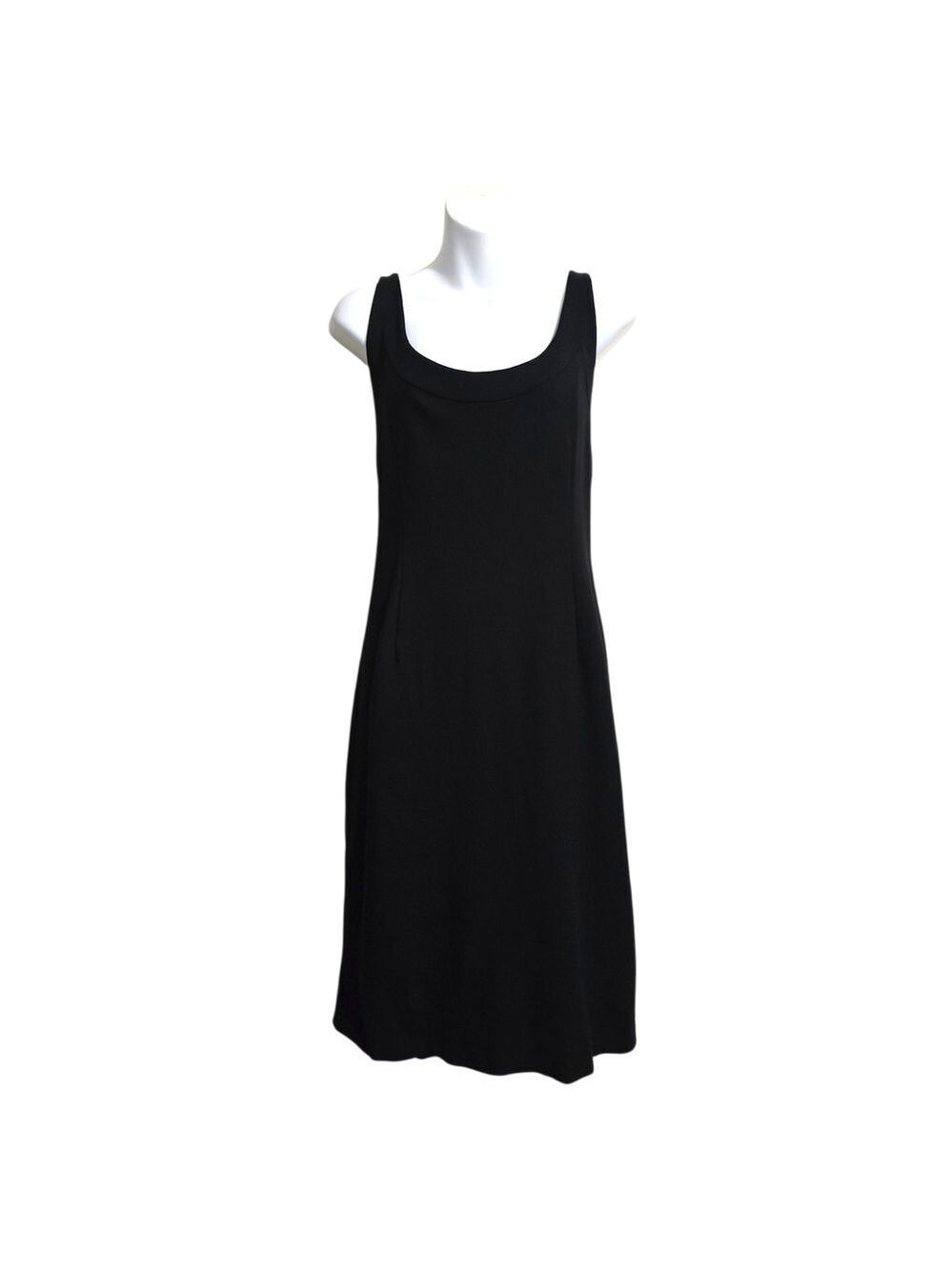 Eileen Fisher Viscose Blend Ponte Scoop Neck Sleeveless Midi Dress In Black Sz L